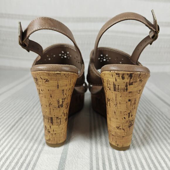 Jellypop Tan Gray Cork Wedge Sandals Size 7.5 NEW - Picture 3 of 10
